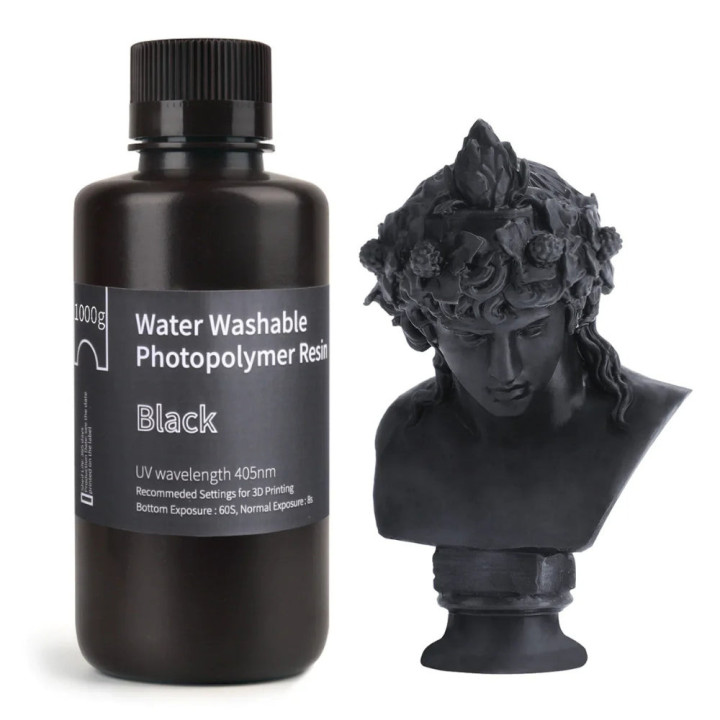 Pack ELEGOO - 12x Résine Water Washable - Noir (Black) - 1 kg