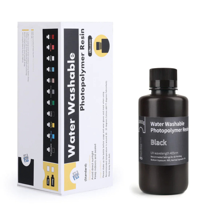 Pack ELEGOO - 12x Résine Water Washable - Noir (Black) - 1 kg