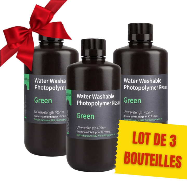 Pack ELEGOO - 3x Résine Water Washable - Vert (Green) - 1 kg