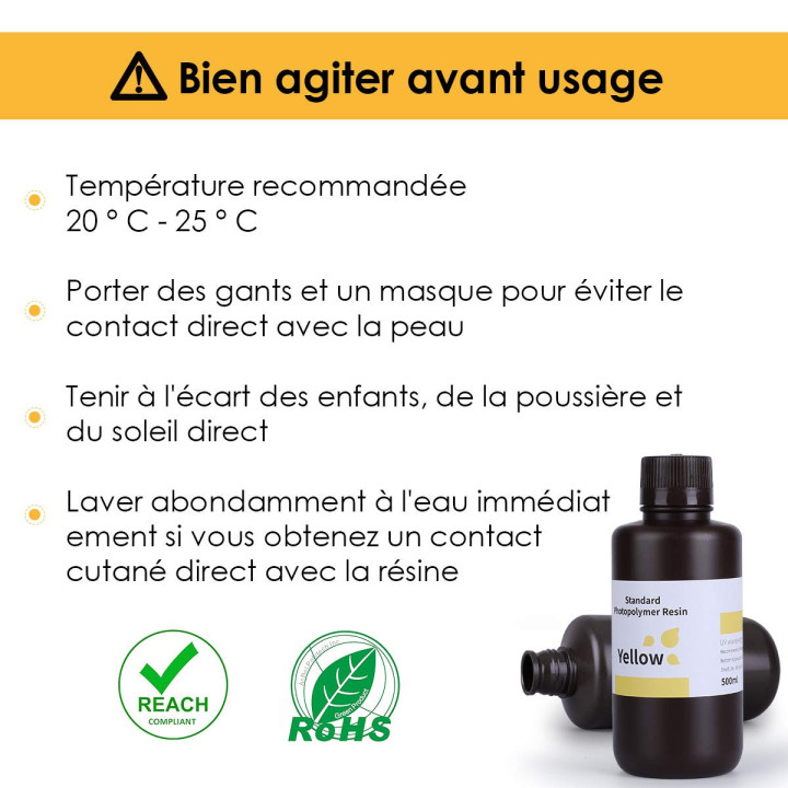 ELEGOO - Résine UV Standard - Jaune (Yellow) - 1 kg