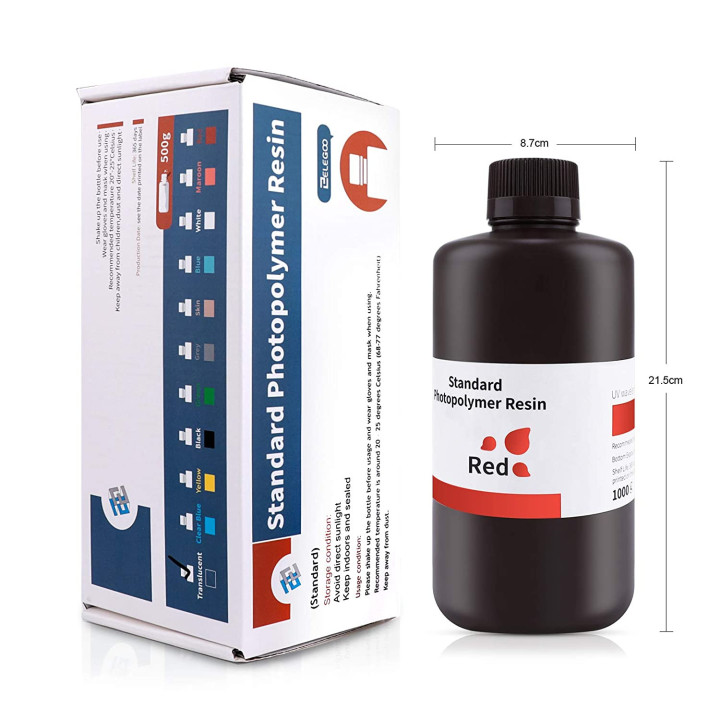 ELEGOO - Résine UV Standard - Rouge Clair (Clear red) - 1 kg