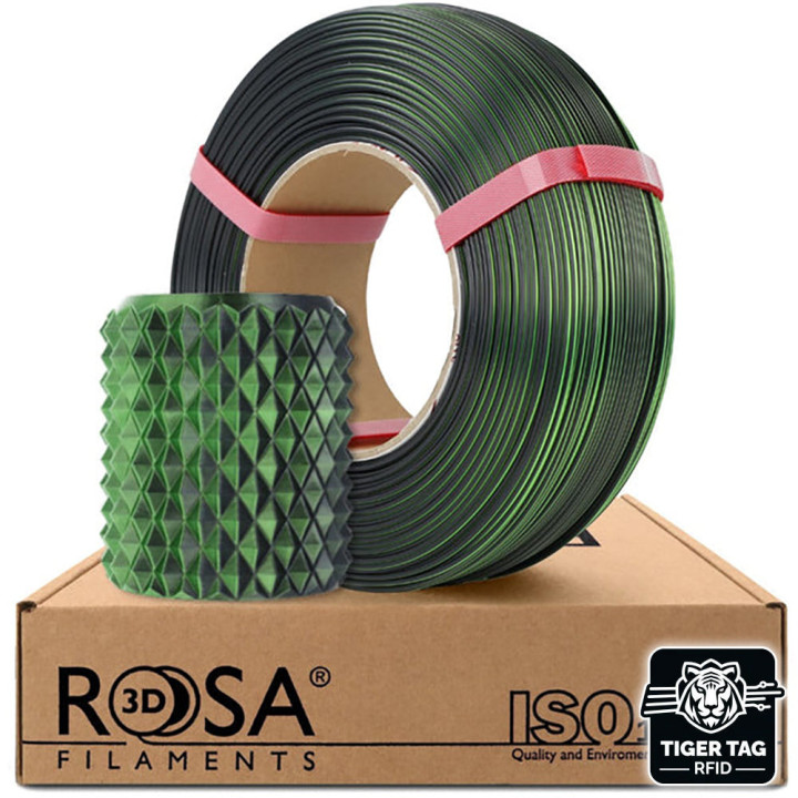Rosa3D - PLA Magic Silk - Mystic Vert & Noir (Mystic Green & Black) - 1,75 mm - 1 kg Refill avec RFID TigerTag