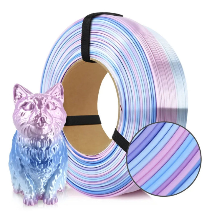 Rosa3D - PLA Rainbow - Arc-en-ciel Bonbon (Multicolour Silk Candy) - 1,75 mm - 1 kg Refill avec RFID TigerTag