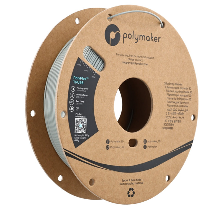Polymaker - PolyFlex (TPU 95A) - Gris (Grey) - 1,75 mm - 750 g