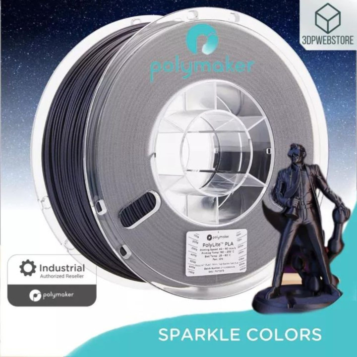Polymaker - PolyLite Sparkle PLA - Bleu Foncé (Dark Blue) - 1,75 mm - 1 kg