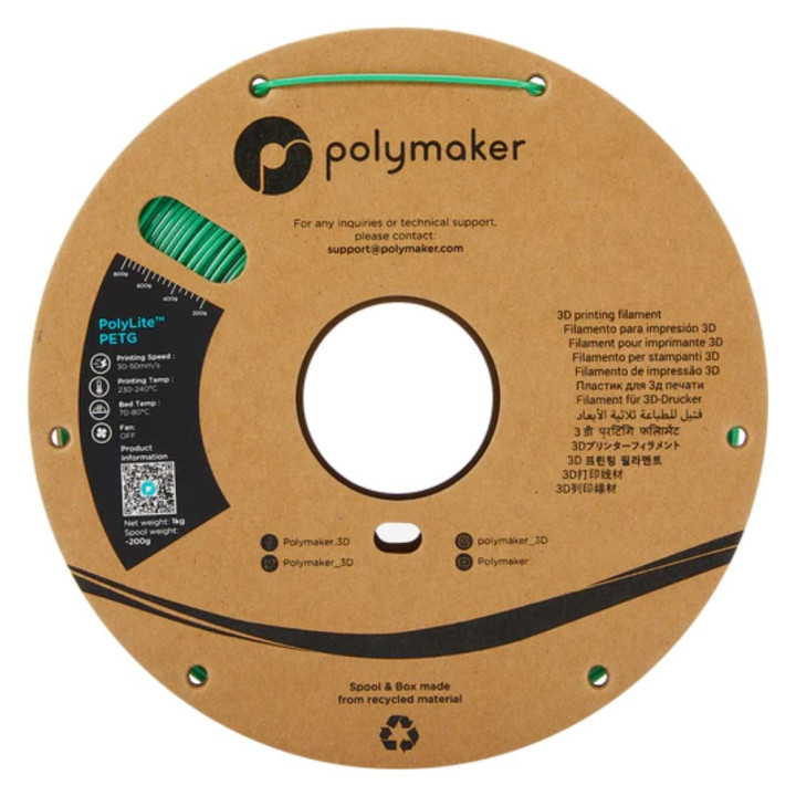 Polymaker - PolyLite PETG - Vert (Green) - 1,75 mm - 1 kg