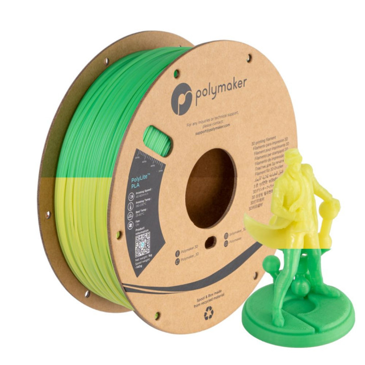 Polymaker - PolyLite PLA Temperature Color Changing - Vert/Lime (Green-Lime) - 1,75 mm - 1 kg