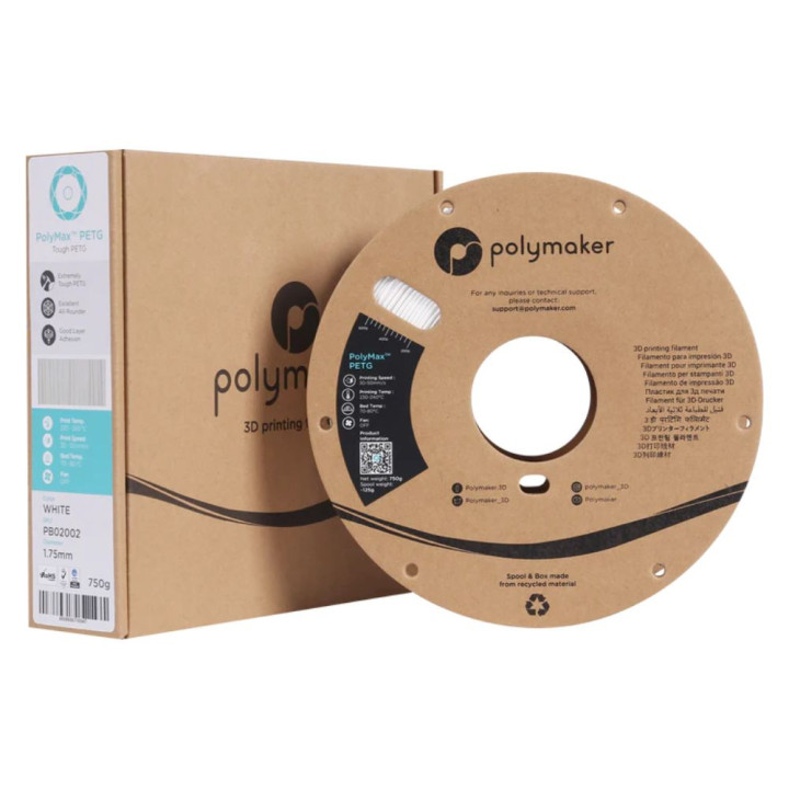 Polymaker - PolyMax Tough PETG - Blanc (White) - 1,75 mm - 750 g