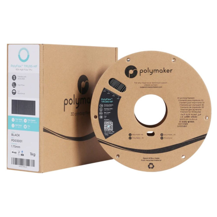 Polymaker - PolyFlex (TPU 95-HF) - Noir (Black) - 1,75 mm - 1 kg
