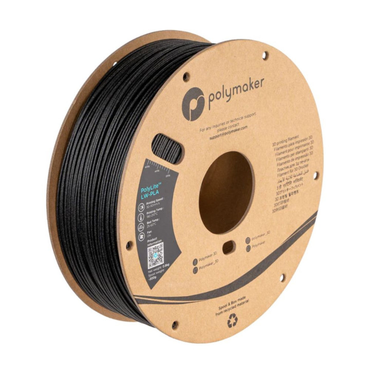 Polymaker - PolyLite LW-PLA - Noir (Black) - 1,75 mm - 800 g