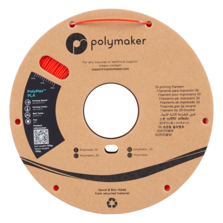Polymaker - PolyMax Tough PLA - Rouge (Red) - 1,75 mm - 750 g