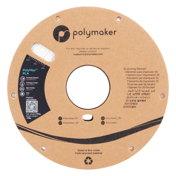 Polymaker - PolyMax Tough PLA - Blanc (White) - 1,75 mm - 750 g