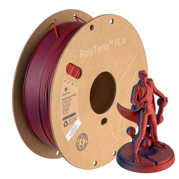 Polymaker - PolyTerra Dual PLA - Mixed Berries - Rouge/Bleu Foncé (Red/Dark Blue) - 1,75 mm - 1 kg