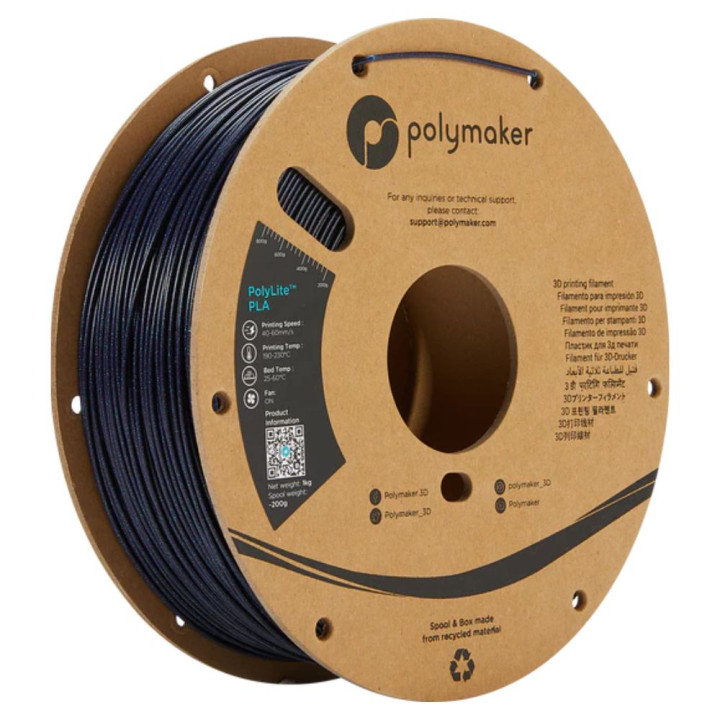 Polymaker - PolyLite Galaxy PLA - Bleu Foncé (Dark Blue) - 1,75 mm - 1 kg