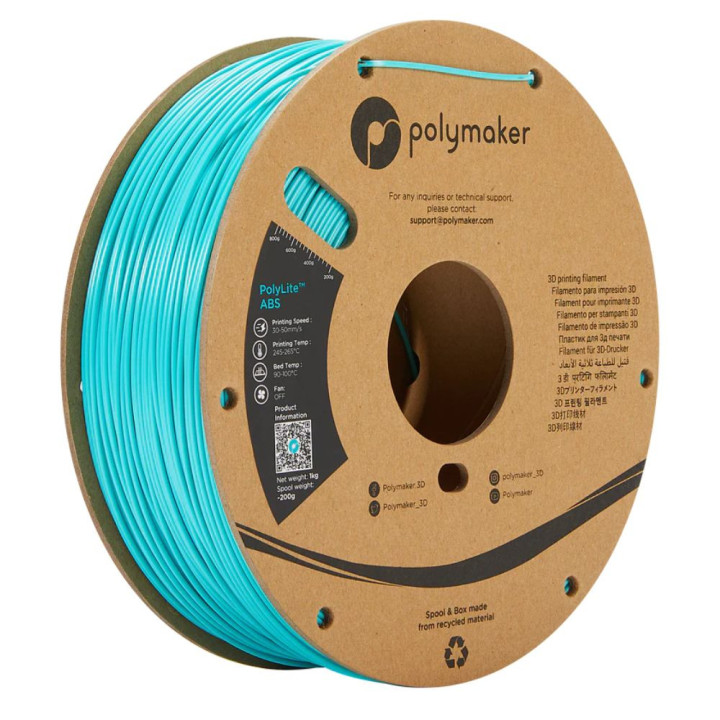 Polymaker - PolyLite ABS - Bleu Arctique (Teal) - 1,75 mm - 1 kg