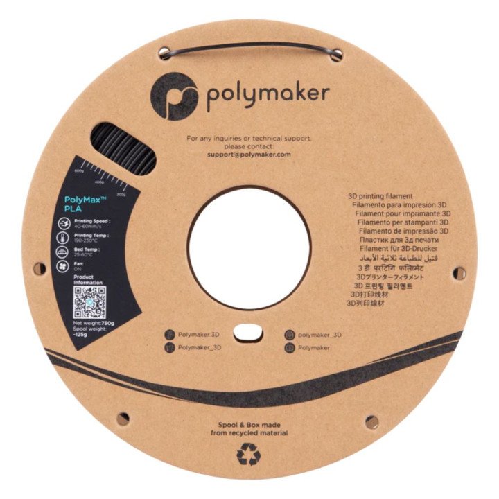 Polymaker - PolyMax Tough PLA - Noir (Black) - 1,75 mm - 750 g