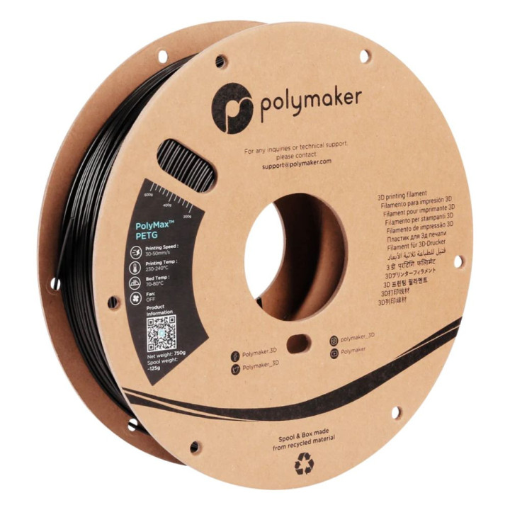 Polymaker - PolyMax Tough PETG - Noir (Black) - 1,75 mm - 750 g