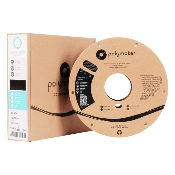 Polymaker - PolyMax Tough PETG - Noir (Black) - 1,75 mm - 750 g