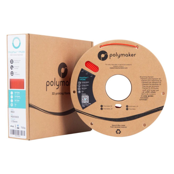 Polymaker - PolyFlex (TPU 95A) - Rouge (Red) - 1,75 mm - 750 g