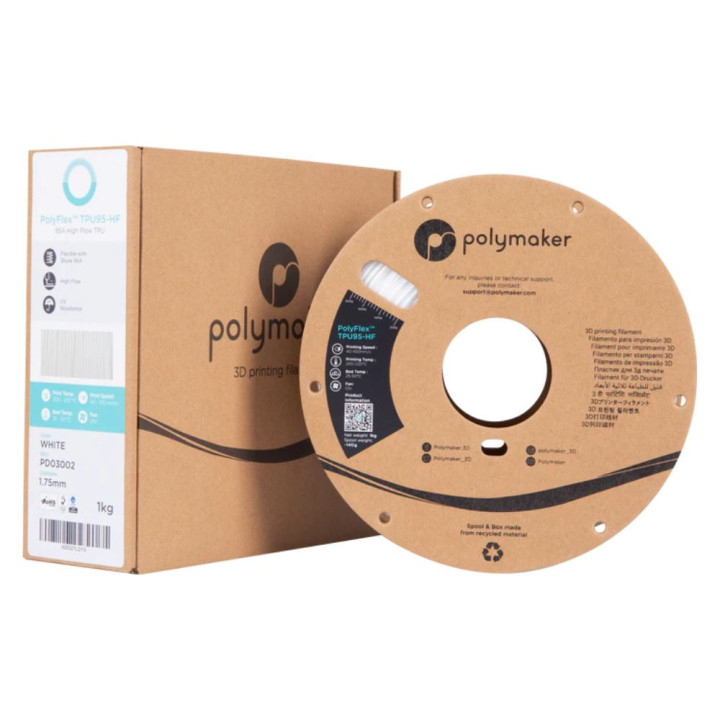 Polymaker - PolyFlex (TPU 95-HF) - Blanc (White) - 1,75 mm - 1 kg