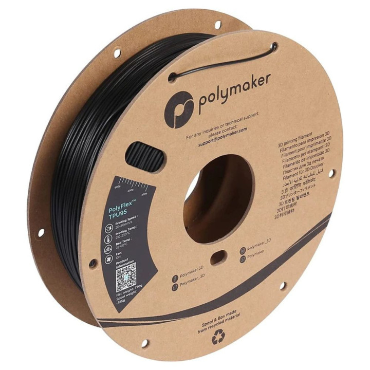 Polymaker - PolyFlex (TPU 90A) - Noir (Black) - 1,75 mm - 750 g