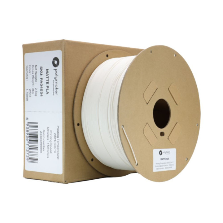 Polymaker - Matte PLA for Production - Blanc (White) - 1,75 mm - 2,5 kg