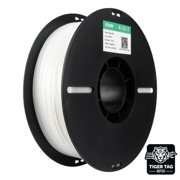 eSun - PEBA-90A - Blanc (White) - 1,75 mm - 0,8 kg avec RFID TigerTag