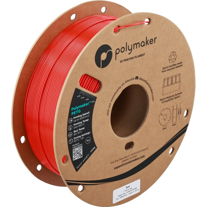 Polymaker - PETG - Rouge (Red) - 1.75 mm - 1 kg
