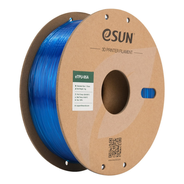 eSun - eTPU-95A - Bleu Transparent (Transp. Blue) - 1,75 mm - 1 kg