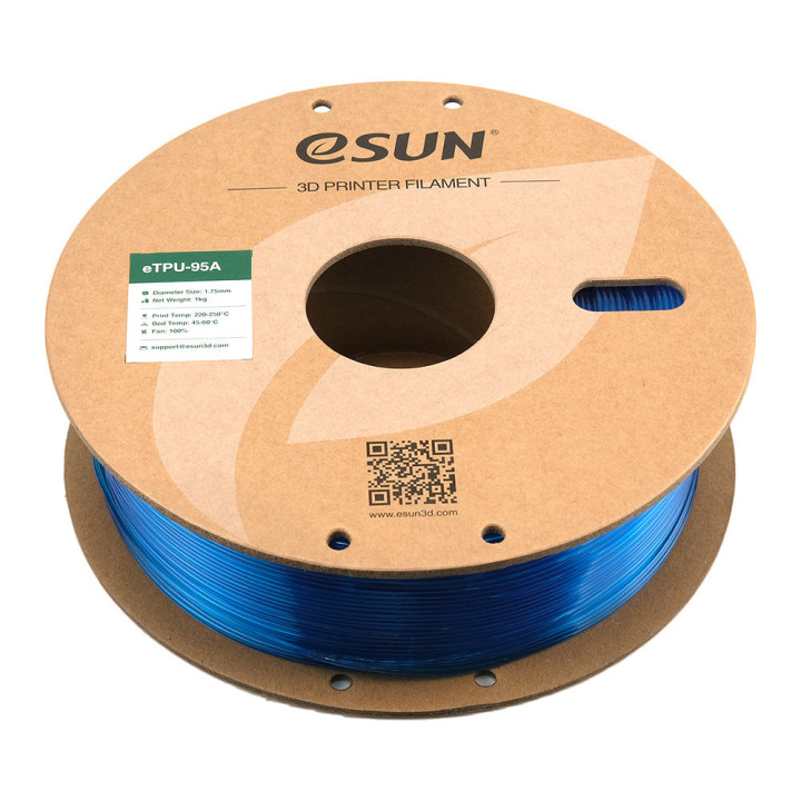eSun - eTPU-95A - Bleu Transparent (Transp. Blue) - 1,75 mm - 1 kg