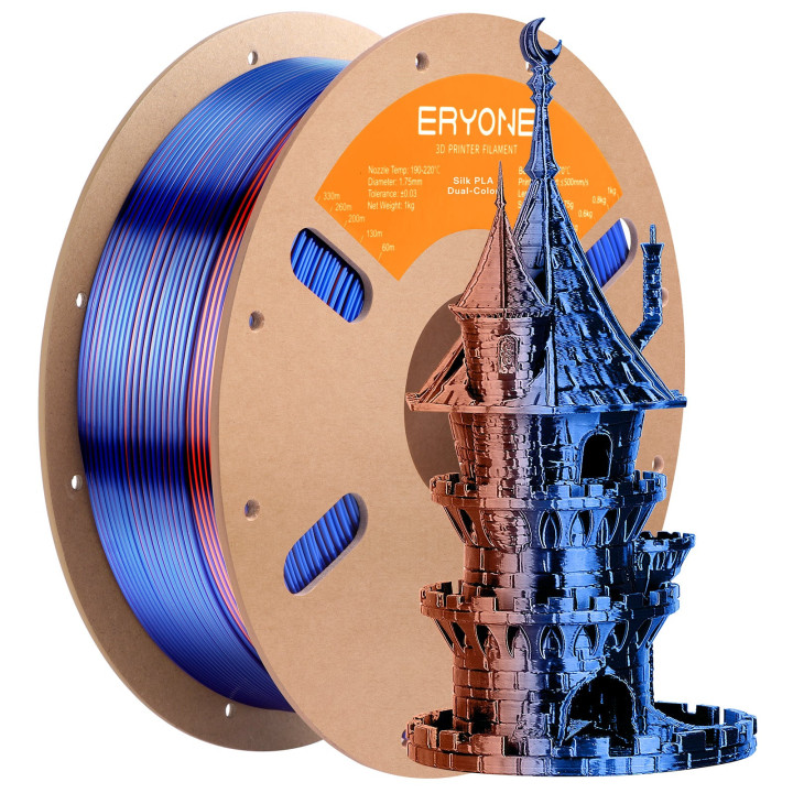 Filament PLA Soie Bicolore pour imprimante 3D - 1,75mm±0,03mm (1kg)