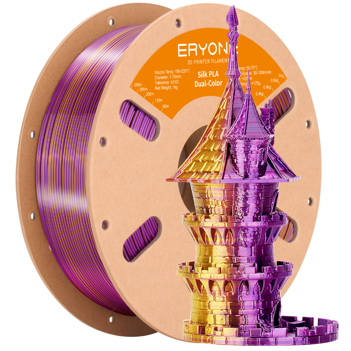 Filament PLA Soie Bicolore pour imprimante 3D - 1,75mm±0,03mm (1kg)