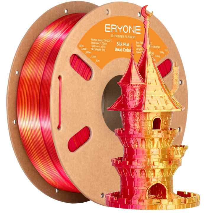 Filament PLA Soie Bicolore pour imprimante 3D - 1,75mm±0,03mm (1kg)