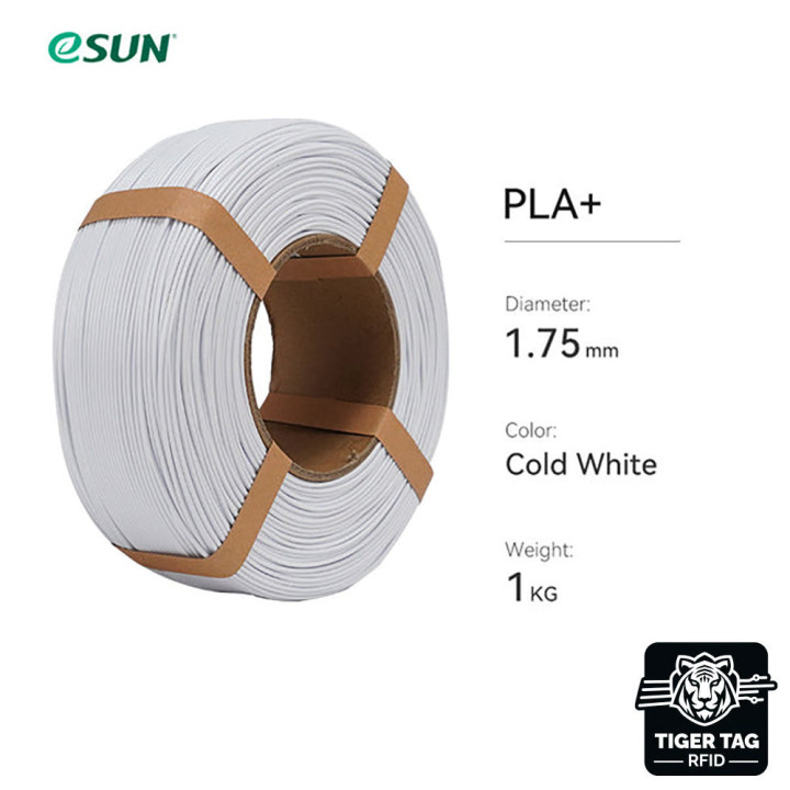 eSun - PLA+ - Blanc Froid (Cold White) - 1,75 mm - 1 kg Refill avec RFID TigerTag