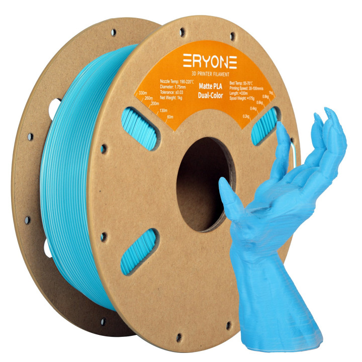 Filament PLA Bi-Couleur Mat Eryone – 1,75 mm ± 0,03 mm (1 kg)
