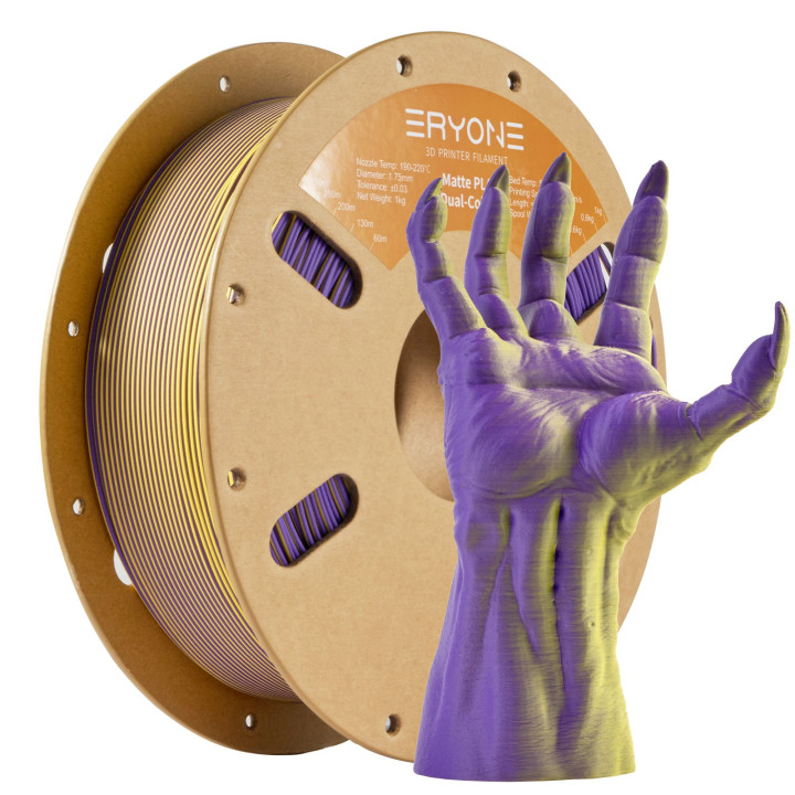 Filament PLA Bi-Couleur Mat Eryone – 1,75 mm ± 0,03 mm (1 kg)