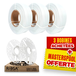 Pack Refill Rosa3D - PLA Starter Blanc Neige (Winter White) x3 + Masterspool Offerte