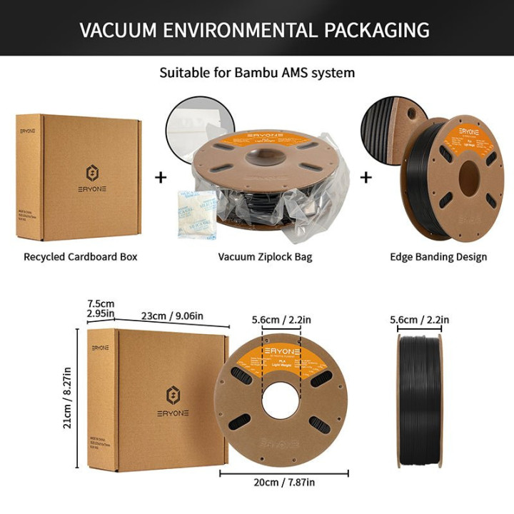 Filament PLA Léger - 1,75mm ±0,03mm (750g)