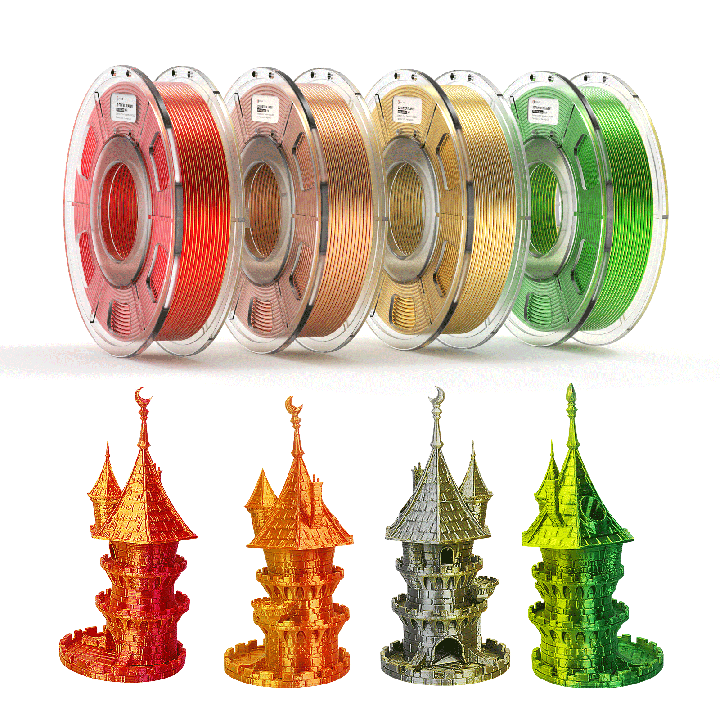 Filament PLA Soie Bicolore 1,75mm ±0,03mm (250g) — Lot de 4 bobines