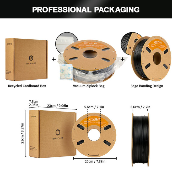 Filament PETG Fibre de Carbone 1,75mm ±0,03mm — Bobine 1 kg | Eryone