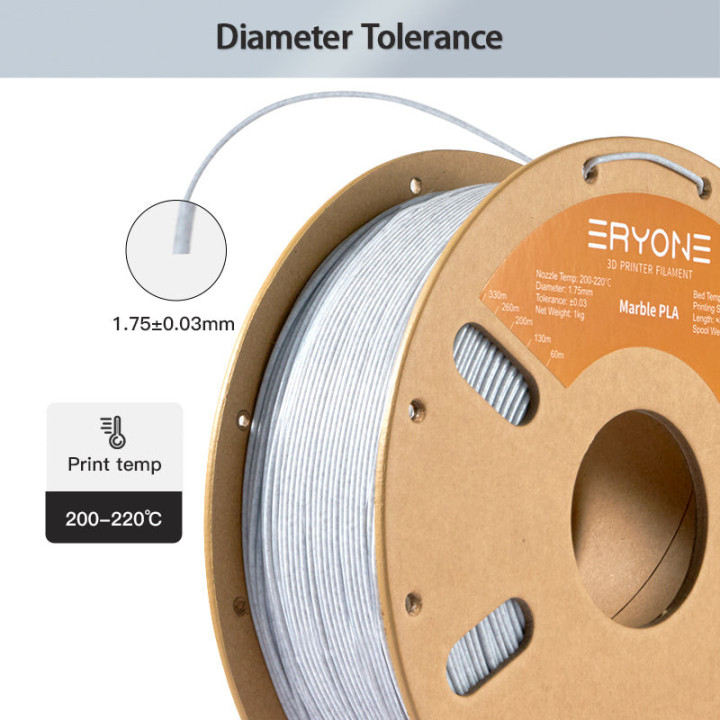 Filament PLA Marbre 1,75mm ±0,03mm – 1kg | Effet pierre naturel