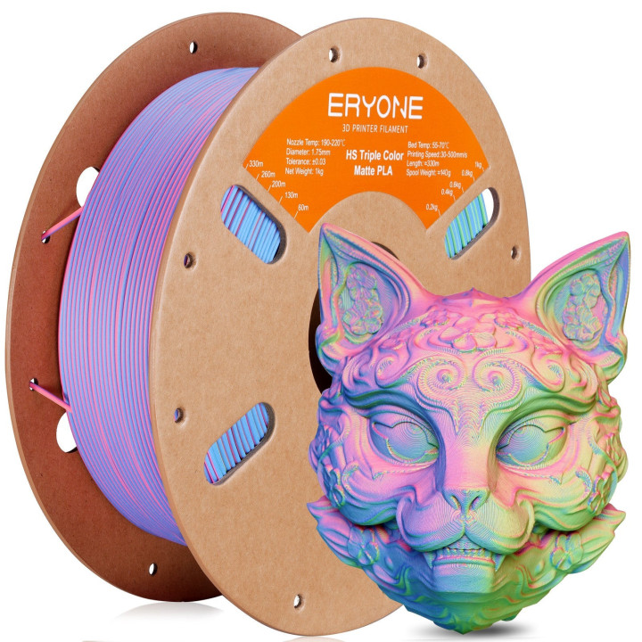 Filament PLA Mat Haute Vitesse Tricolore - 1,75mm±0,03mm (1kg)