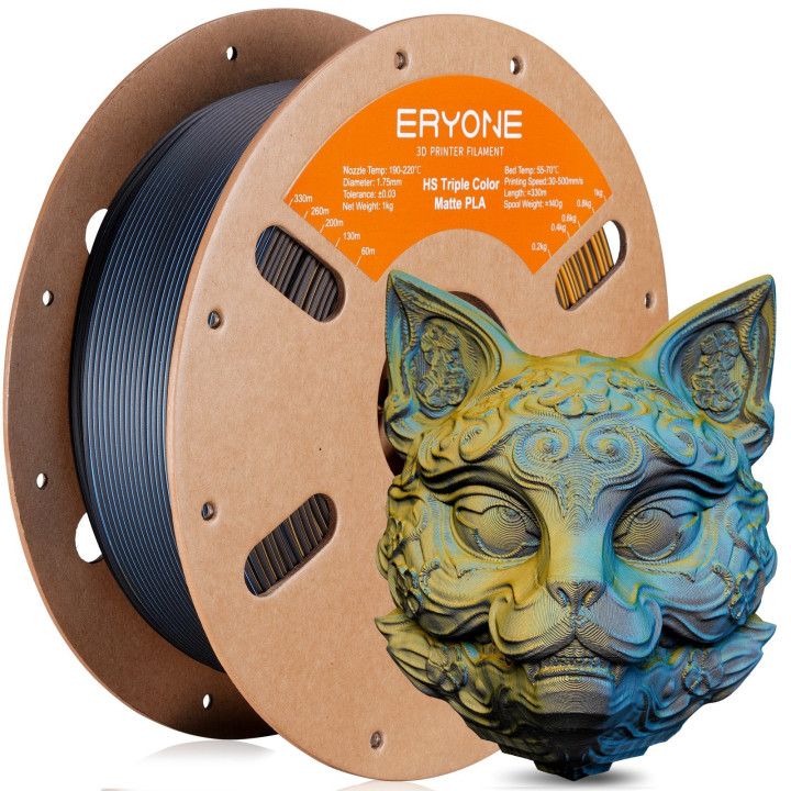 Filament PLA Mat Haute Vitesse Tricolore - 1,75mm±0,03mm (1kg)