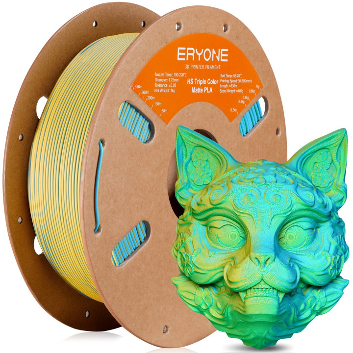 Filament PLA Mat Haute Vitesse Tricolore - 1,75mm±0,03mm (1kg)
