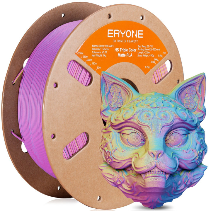 Filament PLA Mat Haute Vitesse Tricolore - 1,75mm±0,03mm (1kg)