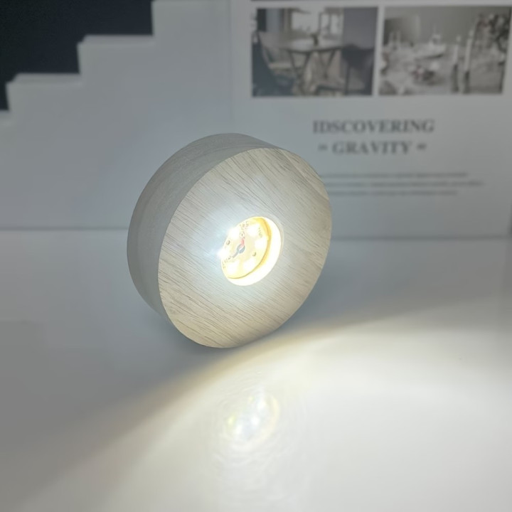 Socle LED en bois naturel pour boule de cristal