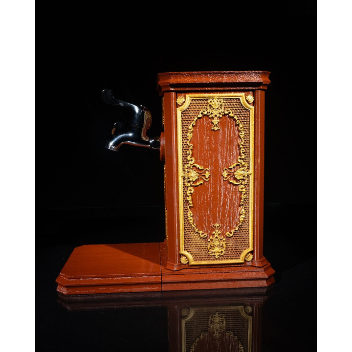 Distributeur De Whisky Baroque – Style Chêne Vieilli & Ornements Dorés