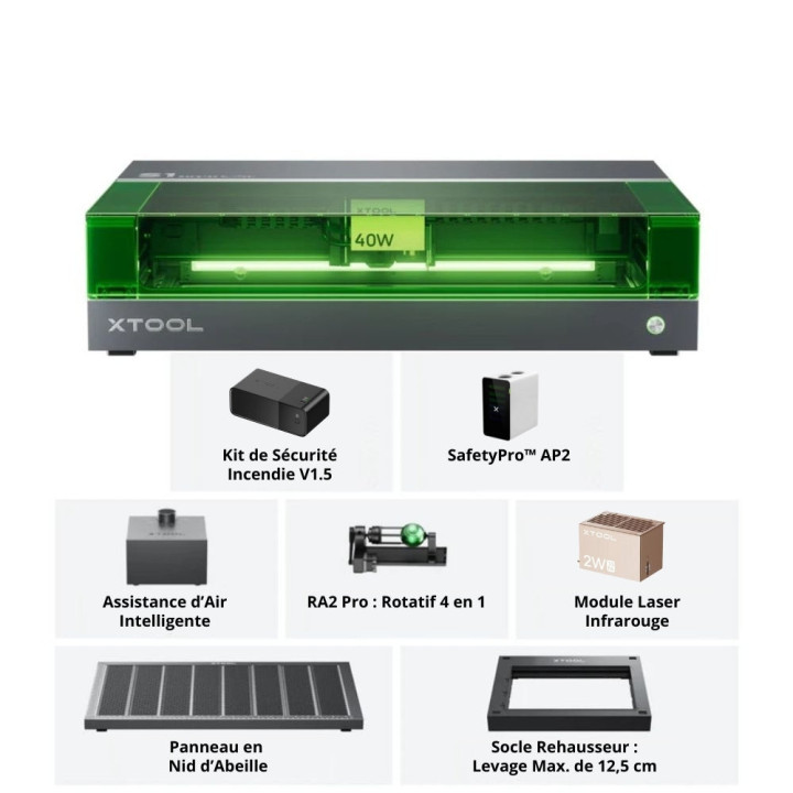 xTool - S1 40 W + IR - Kit Complet