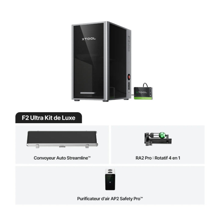 xTool - F2 ULTRA Kit de Luxe - Graveur Laser Double MOPA 60W + Diode 40W