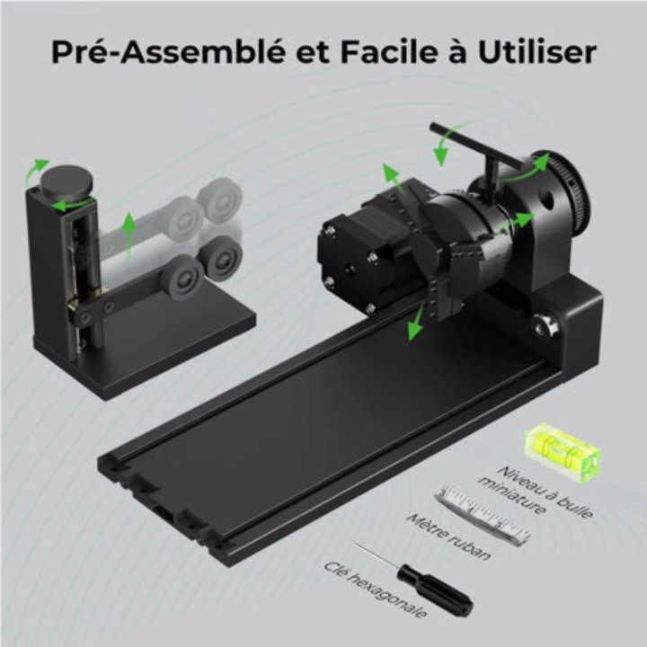 xTool - Module Rotary Complet RA2 Pro pour Série P2-P2S/S1/F1-F1 Ultra